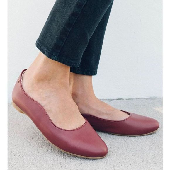 Anthropologie Yebo SOLUDOS EUC Vegan Maroon Red Ballet Flat Size 6, MSRP $78 - Picture 1 of 9